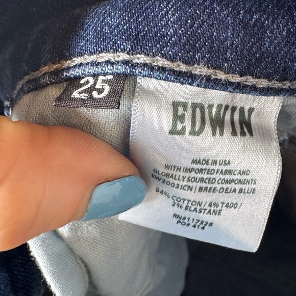 Edwin Anthropology Skinny Jeans Ankle Crop Cut Denim Dark Wash Size 25 - Picture 8 of 8